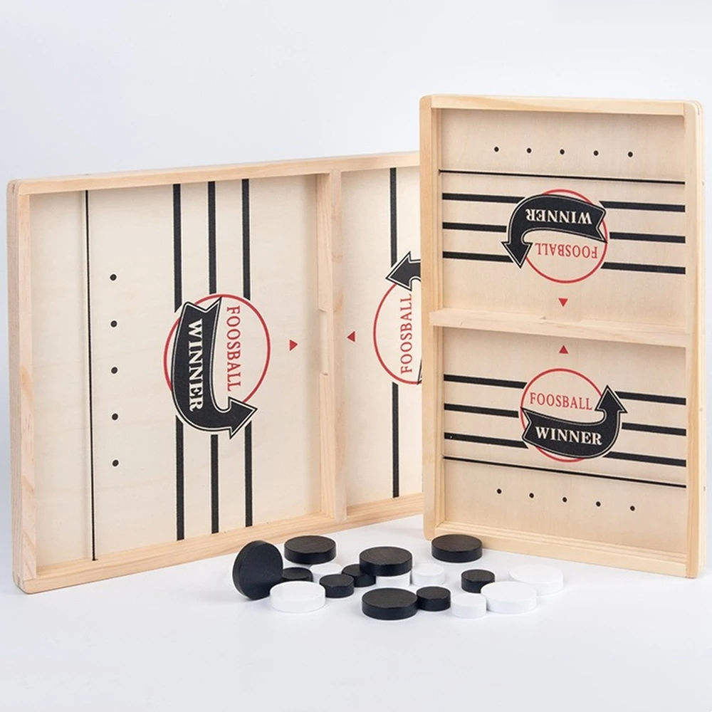 Wooden Hockey Sling Game – Fast Action Game for 2 Players, Kids & Famil