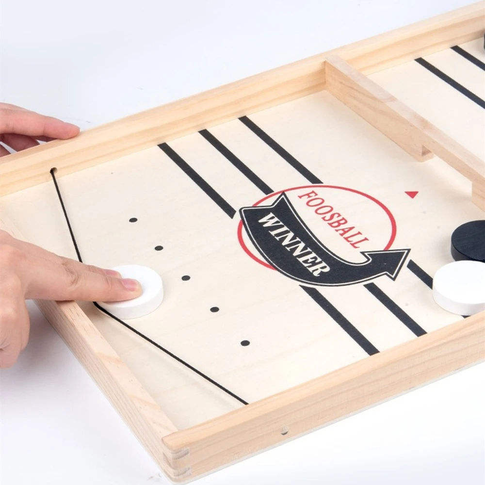 Wooden Hockey Sling Game – Fast Action Game for 2 Players, Kids & Famil