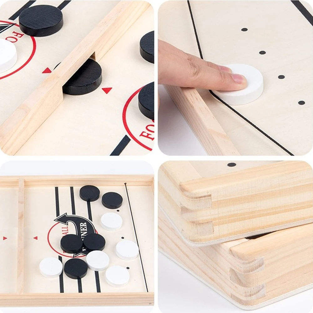 Wooden Hockey Sling Game – Fast Action Game for 2 Players, Kids & Famil