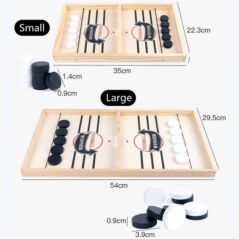 Wooden Hockey Sling Game – Fast Action Game for 2 Players, Kids & Famil